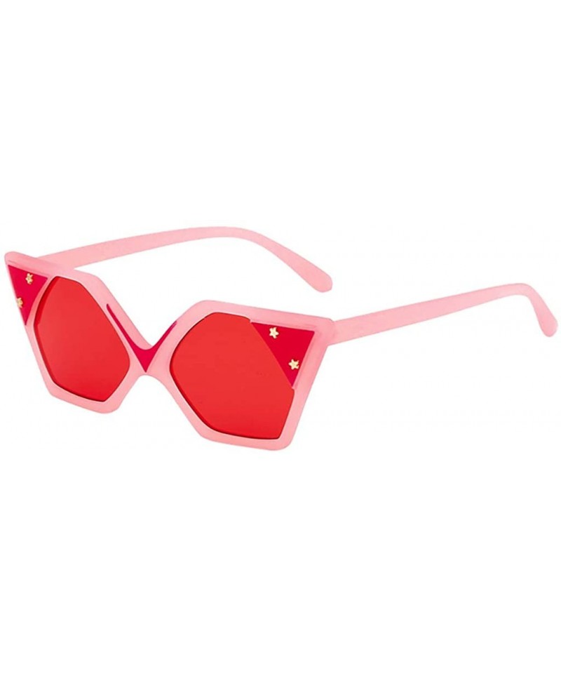 Oversized Retro Colorful Oversized Big Irregular Sunglasses Vintage Thick-Rimmed Glasses - Pink - CL196UNDSSE $15.53