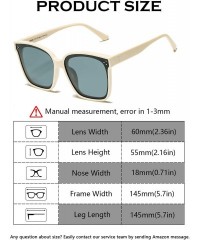 Round Polarized Women Oversized Sunglasses Square Horn Rimmed Stylish Shades with Flat Lens - Beige- Gray - CM1992LAATQ $16.87