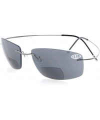 Wrap Titanium Rimless UV400 Polycarbonate Grey Lenses Bifocal Sunshine Readers Bifocal Sunglasses +2.5 - Grey Lens - C9129BEM...