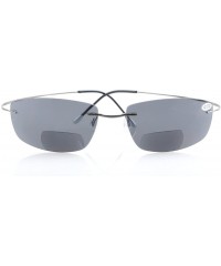 Wrap Titanium Rimless UV400 Polycarbonate Grey Lenses Bifocal Sunshine Readers Bifocal Sunglasses +2.5 - Grey Lens - C9129BEM...