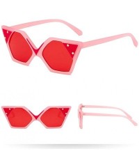 Oversized Retro Colorful Oversized Big Irregular Sunglasses Vintage Thick-Rimmed Glasses - Pink - CL196UNDSSE $15.53