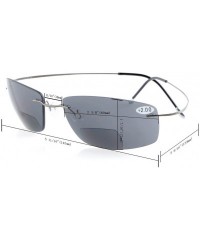 Wrap Titanium Rimless UV400 Polycarbonate Grey Lenses Bifocal Sunshine Readers Bifocal Sunglasses +2.5 - Grey Lens - C9129BEM...