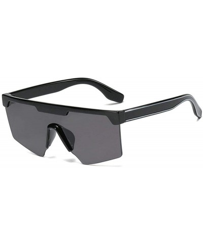 Oversized personality big box unisex trend conjoined outdoor riding sunglasses UV400 - Bright Black - CH18Z3YHNHQ $25.35