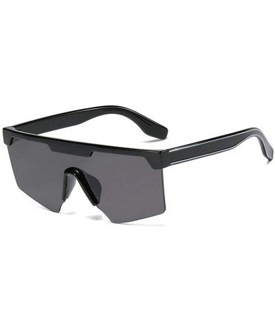 Oversized personality big box unisex trend conjoined outdoor riding sunglasses UV400 - Bright Black - CH18Z3YHNHQ $10.34