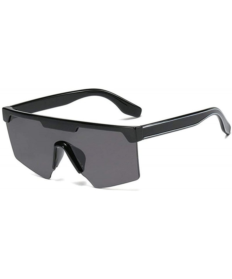 Oversized personality big box unisex trend conjoined outdoor riding sunglasses UV400 - Bright Black - CH18Z3YHNHQ $10.34