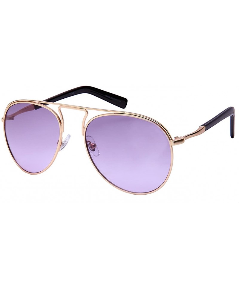 Aviator Modified Modern Metal Aviators with Gradient Lens 25144-AP - Gold - CR12NS5Q3H3 $9.15