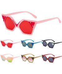 Oversized Retro Colorful Oversized Big Irregular Sunglasses Vintage Thick-Rimmed Glasses - Pink - CL196UNDSSE $15.53