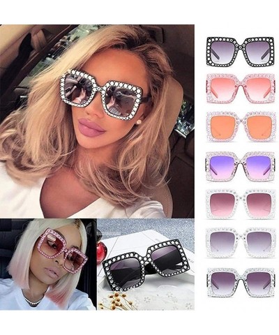 Square Women Fashion Square Frame Rhinestone Decor Sunglasses Sunglasses - Grey - C31905EXSOT $24.11