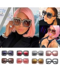 Square Women Fashion Square Frame Rhinestone Decor Sunglasses Sunglasses - Grey - C31905EXSOT $24.11