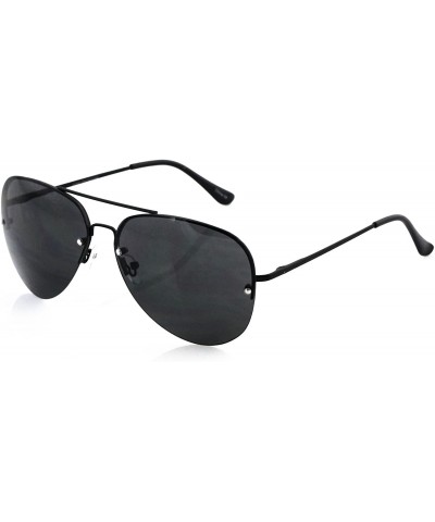 Aviator Gradient Oceanic Lens Oversized Rimless Metal Frame Unisex Aviator Sunglasses - Black Frame/Black Lens - CY17AYAOKM7 ...