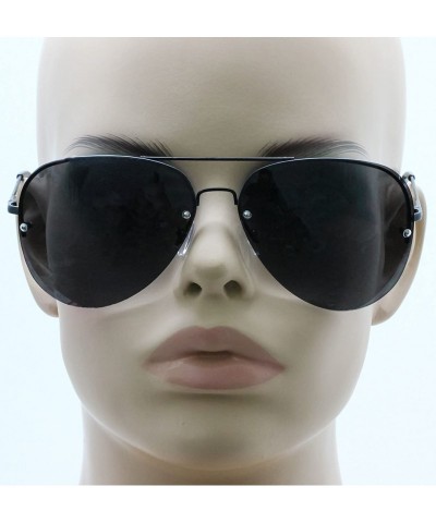 Aviator Gradient Oceanic Lens Oversized Rimless Metal Frame Unisex Aviator Sunglasses - Black Frame/Black Lens - CY17AYAOKM7 ...