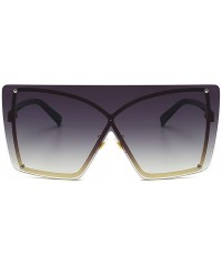 Oversized Oversized Rimless Square Sunglasses Women Brand Designer One Piece Sun Glasses Female Flat Top Gradient Eyewear - C...