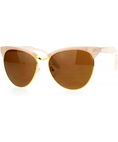 Cat Eye Womens Oversize Cat Eye Half Rim Designer Sunglasses - Peach - CB12EFCQUXB $23.33