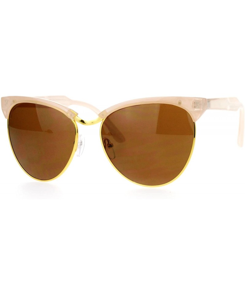 Cat Eye Womens Oversize Cat Eye Half Rim Designer Sunglasses - Peach - CB12EFCQUXB $13.38