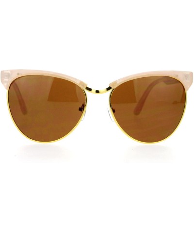 Cat Eye Womens Oversize Cat Eye Half Rim Designer Sunglasses - Peach - CB12EFCQUXB $13.38