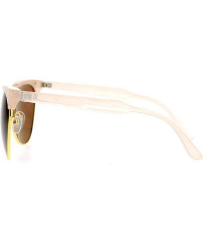 Cat Eye Womens Oversize Cat Eye Half Rim Designer Sunglasses - Peach - CB12EFCQUXB $13.38