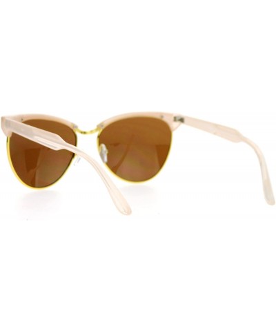 Cat Eye Womens Oversize Cat Eye Half Rim Designer Sunglasses - Peach - CB12EFCQUXB $13.38