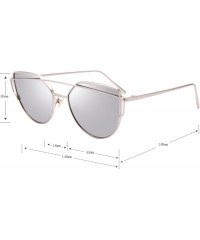 Aviator Cat Eye Sunglasses for Women Mirrored Metal Aviator Glasses LS7805 - Silver - CX18D2ADTLD $14.67