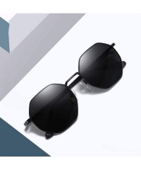 Aviator Glasses Round Frame Sunglasses for Men Women Fashion Large Metal Aviator Mirror UV400 Lens - Black - CW18RI2I86T $50.22