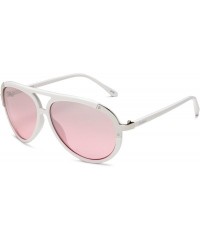 Aviator Women's 133SP Aviator Sunglasses - One Size - White Frame/Gradient Smoke to Pink Lens - CA115BN7NFX $17.17