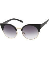 Cat Eye Chic Half Frame Semi-Rimless Round Cat Eye Sunglasses (Black-Gold) - CC11J49XMZ5 $18.04