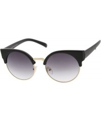 Cat Eye Chic Half Frame Semi-Rimless Round Cat Eye Sunglasses (Black-Gold) - CC11J49XMZ5 $8.78