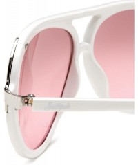 Aviator Women's 133SP Aviator Sunglasses - One Size - White Frame/Gradient Smoke to Pink Lens - CA115BN7NFX $17.17