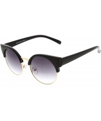 Cat Eye Chic Half Frame Semi-Rimless Round Cat Eye Sunglasses (Black-Gold) - CC11J49XMZ5 $8.78