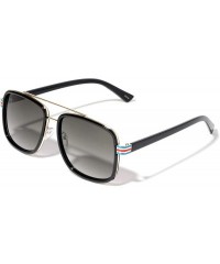 Aviator Three Color Line Side Modern Square Aviator Sunglasses - Smoke Black - CD190ETXC8K $16.95