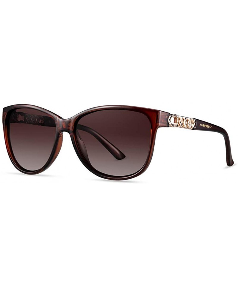 Oval Polarized Sunglasses for Women TAC Gradient Fashion Shades - Brown Frame/Brown Gradient Lens - C018WAD2NYD $41.40