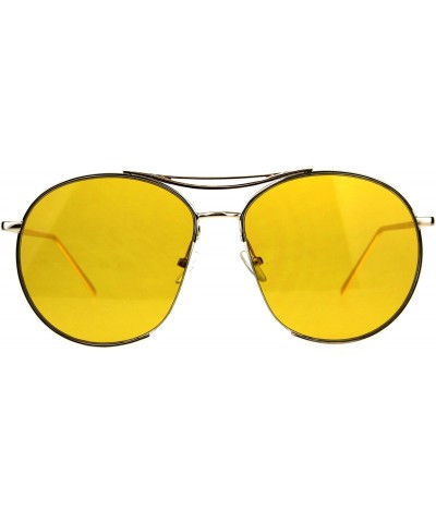 Round Exposed Lens Luxury Metal Rim Oceanic Round Designer Pilots Sunglasses - Yellow - CW18C99CAGA $26.37