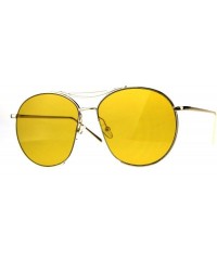 Round Exposed Lens Luxury Metal Rim Oceanic Round Designer Pilots Sunglasses - Yellow - CW18C99CAGA $13.90