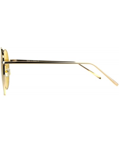 Round Exposed Lens Luxury Metal Rim Oceanic Round Designer Pilots Sunglasses - Yellow - CW18C99CAGA $13.90