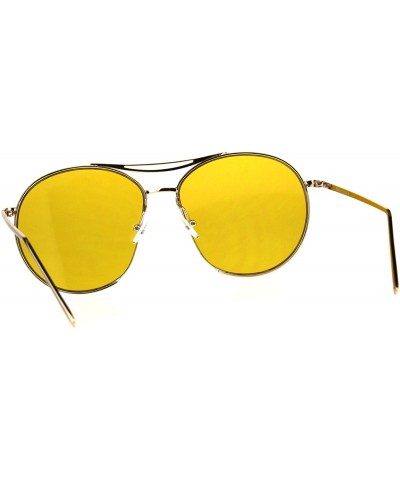 Round Exposed Lens Luxury Metal Rim Oceanic Round Designer Pilots Sunglasses - Yellow - CW18C99CAGA $13.90