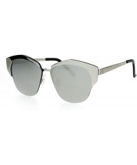 Butterfly Retro Chic Sunglasses Womens Fashion Half Rim Flat Frame Flat Lens - Silver (Silver Mirror) - CL188QO0E69 $11.76