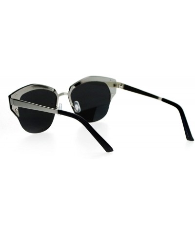 Butterfly Retro Chic Sunglasses Womens Fashion Half Rim Flat Frame Flat Lens - Silver (Silver Mirror) - CL188QO0E69 $11.76
