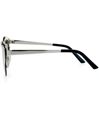 Butterfly Retro Chic Sunglasses Womens Fashion Half Rim Flat Frame Flat Lens - Silver (Silver Mirror) - CL188QO0E69 $11.76