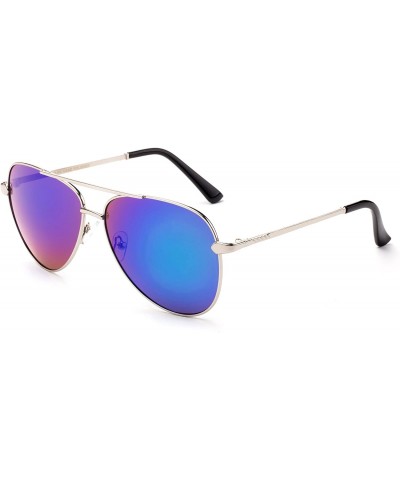 Oversized Yucca" - Oversized Fashion Sunglasses in Aviator Design for Men and Women - Silver/Green - C212MCS6QH5 $7.22