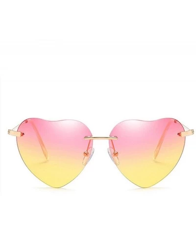 Semi-rimless Heart Sunglasses Women Love Lolita RimlFrame Clear Transparent Tint Sun Glasses Vintage FramelUV400 - Redyellow ...
