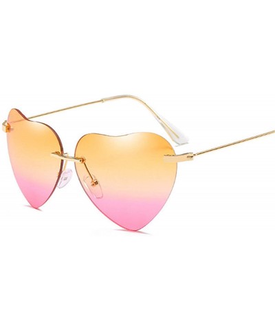 Semi-rimless Heart Sunglasses Women Love Lolita RimlFrame Clear Transparent Tint Sun Glasses Vintage FramelUV400 - Redyellow ...