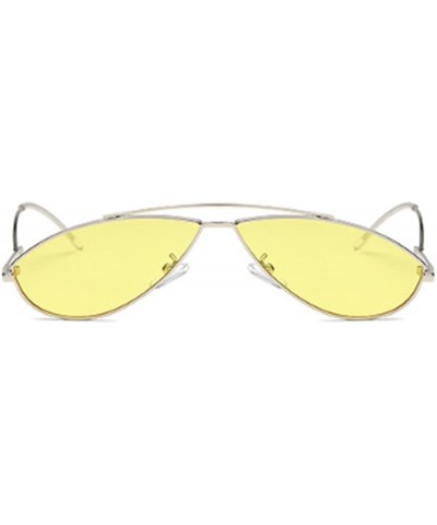 Goggle Vintage Fashion Sunglasses Small Metal Frame Vintage Sunglasses - Silver Yellow Tablets - CJ18EH3SXG6 $19.64