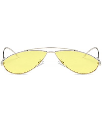 Goggle Vintage Fashion Sunglasses Small Metal Frame Vintage Sunglasses - Silver Yellow Tablets - CJ18EH3SXG6 $12.11