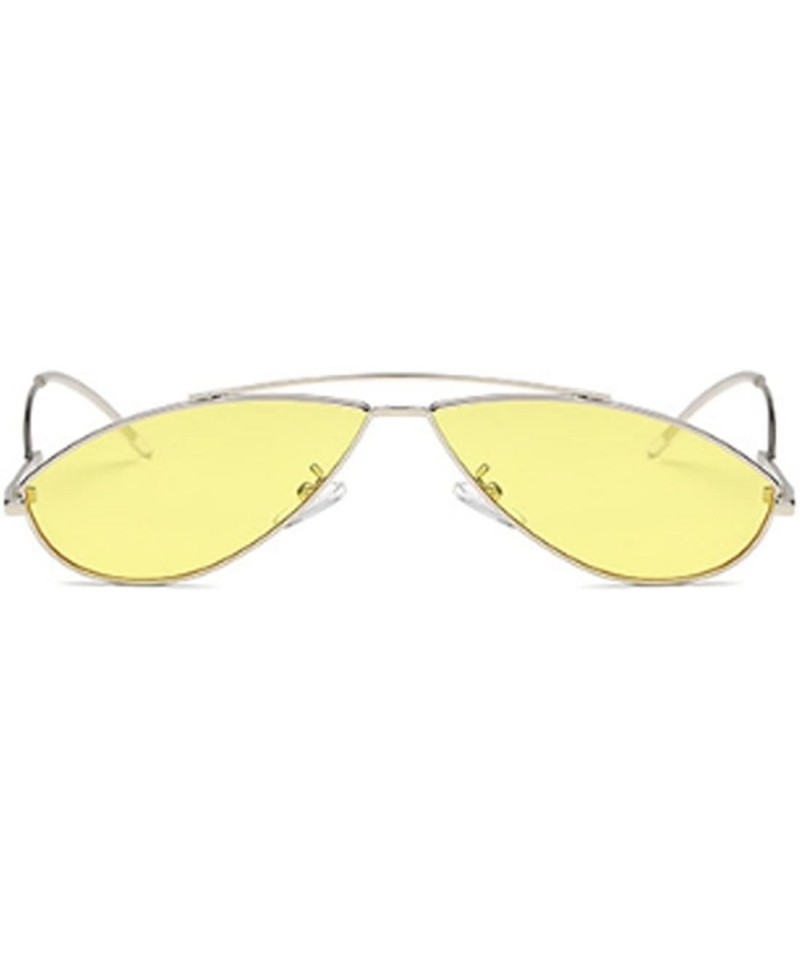 Goggle Vintage Fashion Sunglasses Small Metal Frame Vintage Sunglasses - Silver Yellow Tablets - CJ18EH3SXG6 $12.11