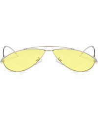 Goggle Vintage Fashion Sunglasses Small Metal Frame Vintage Sunglasses - Silver Yellow Tablets - CJ18EH3SXG6 $12.11