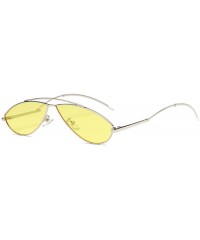 Goggle Vintage Fashion Sunglasses Small Metal Frame Vintage Sunglasses - Silver Yellow Tablets - CJ18EH3SXG6 $12.11