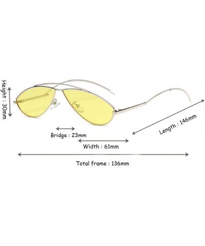 Goggle Vintage Fashion Sunglasses Small Metal Frame Vintage Sunglasses - Silver Yellow Tablets - CJ18EH3SXG6 $12.11