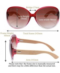 Oversized Real Bamboo Wooden Arms Round Frame UV400 Oversize Sunglasses for Men or Women-6101 - CW18NWEUU4Q $11.27