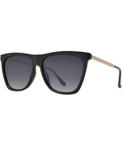Square Vintage Oversized Square Cat Eye Sunglasses for Women with Flat Lens - Black + Gradient - CM195D70A2S $12.13