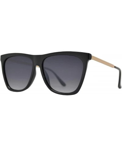 Square Vintage Oversized Square Cat Eye Sunglasses for Women with Flat Lens - Black + Gradient - CM195D70A2S $24.59