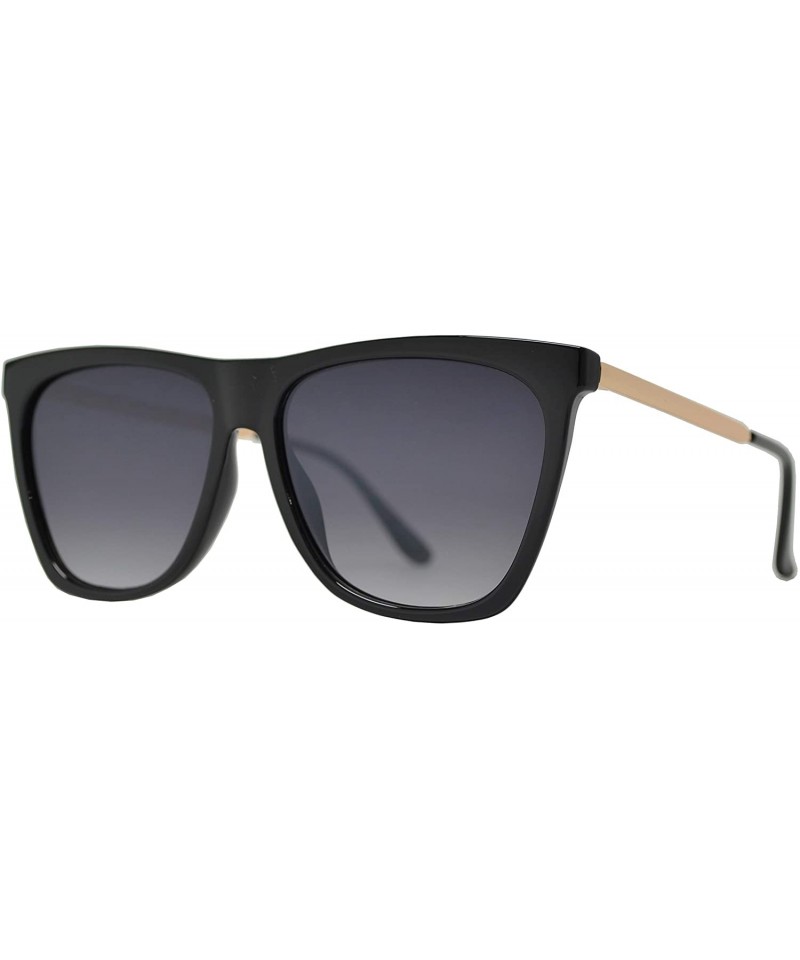 Square Vintage Oversized Square Cat Eye Sunglasses for Women with Flat Lens - Black + Gradient - CM195D70A2S $24.59